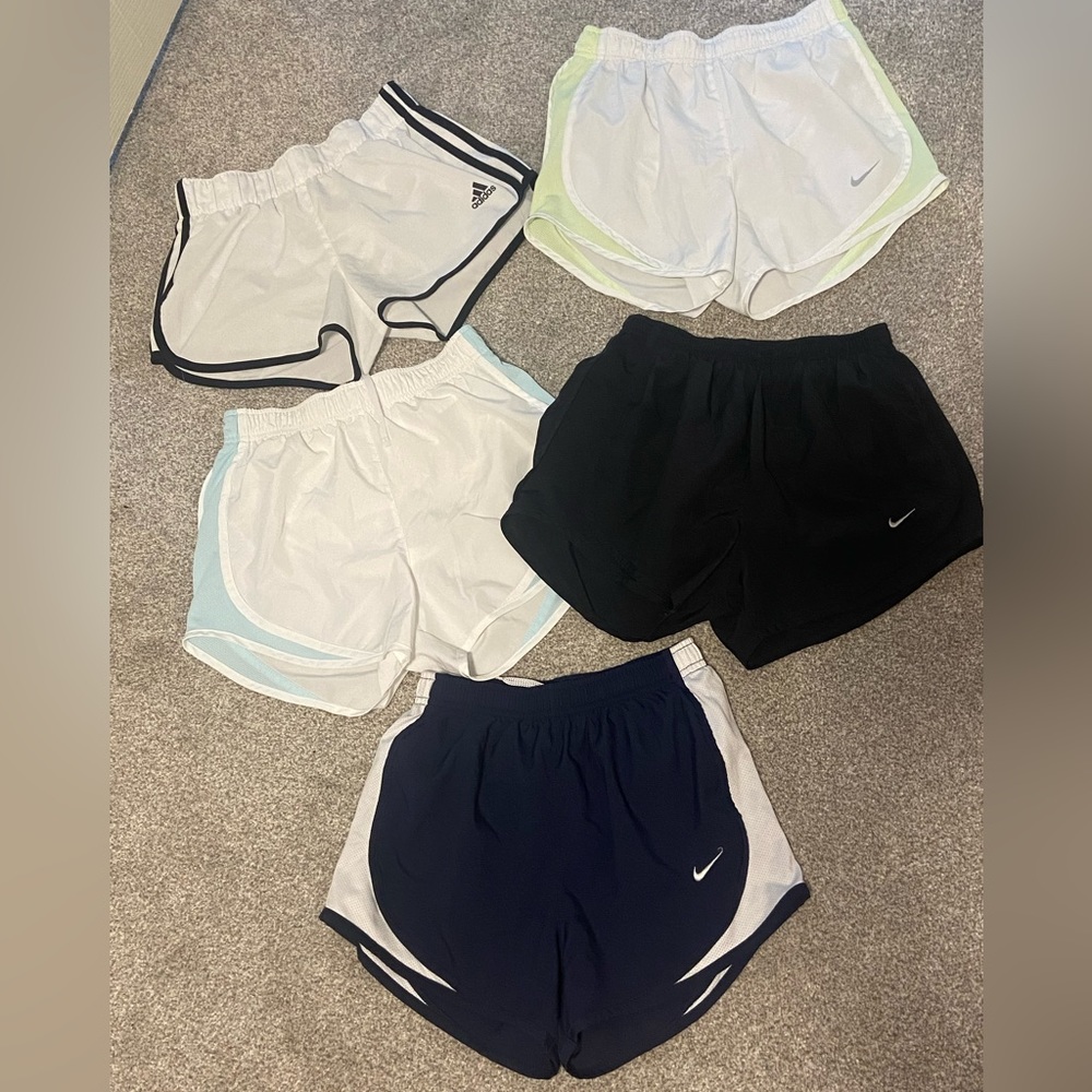Lot of 5 running shorts Nike(4)/Adidas(1) All Size XS
